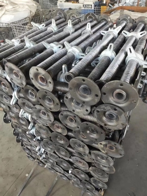 Ringlock System Base Jack For Scaffolding Construction With Round Base Plate