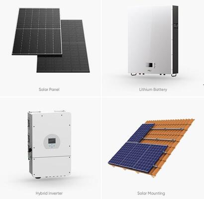 Complete Hybrid Solar Energy System 3 Phase 3KW -30KW On Off Grid Hybrid Solar Panel Power System
