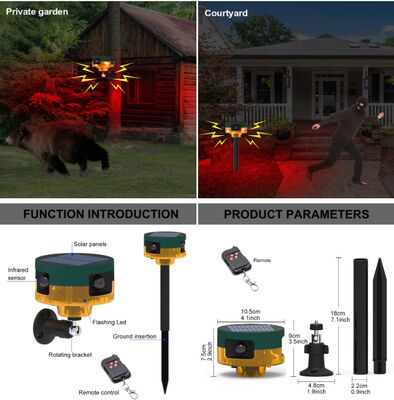 Solar-powered Rechargeable Dog Bark Deterrent Ultrasonic Animal Repellent Flashlight