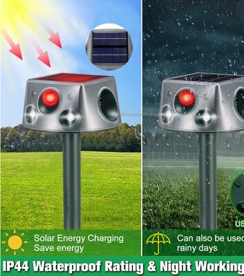 Running Deer Ultrasonic Solar Animal Repeller For Yard 6 Modes Repellent With Motion Sensor & Flashing Light