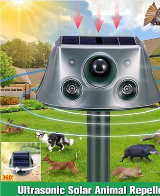 Running Deer Ultrasonic Solar Animal Repeller For Yard 6 Modes Repellent With Motion Sensor & Flashing Light