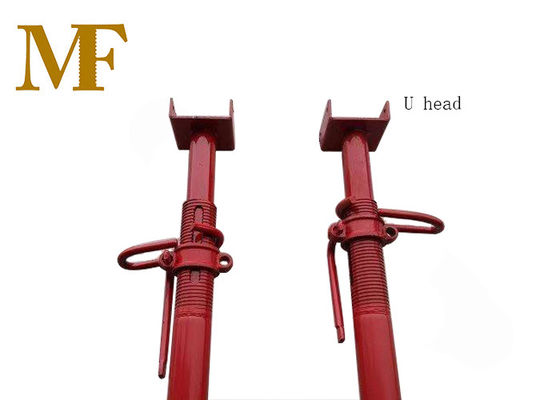 U Head Red Painted Tubular Scaffold Props 5m Adjustable Props
